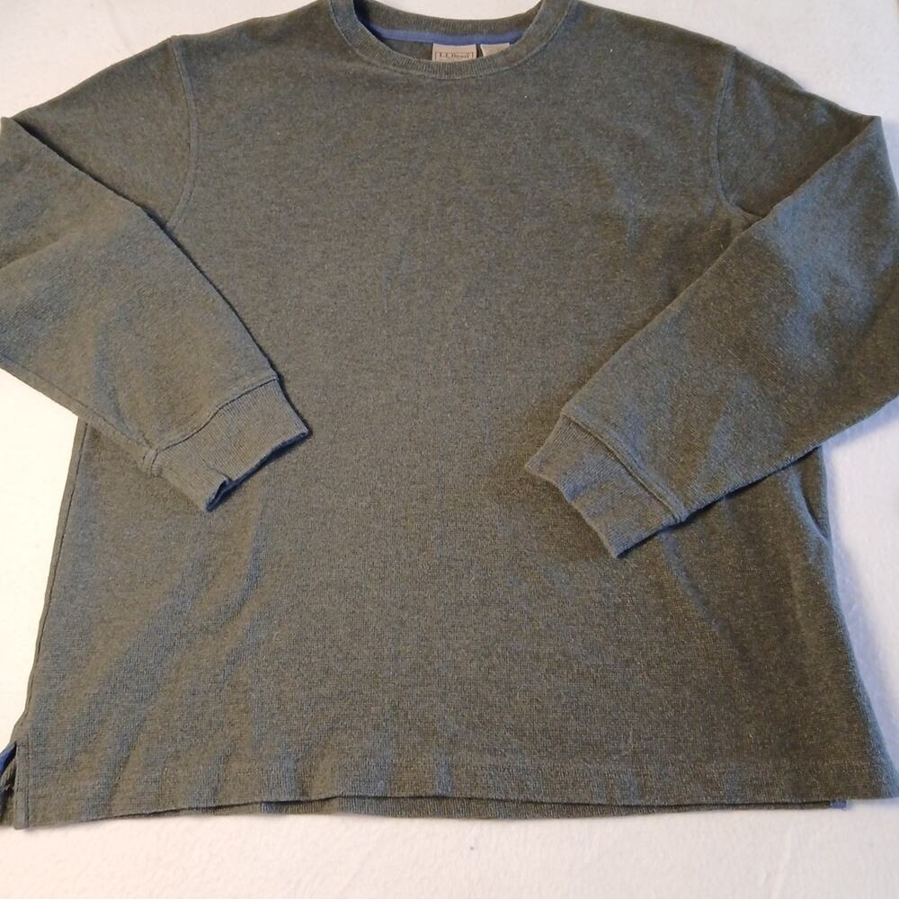 L.L.Bean Mens Pullover Sweater Size L 100% Cotton Forest Green EUC